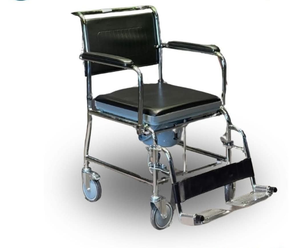 كرسي حمام متحرك نيكل عجل صغير مجهز حركة دخل و خارج المنزل مستورد