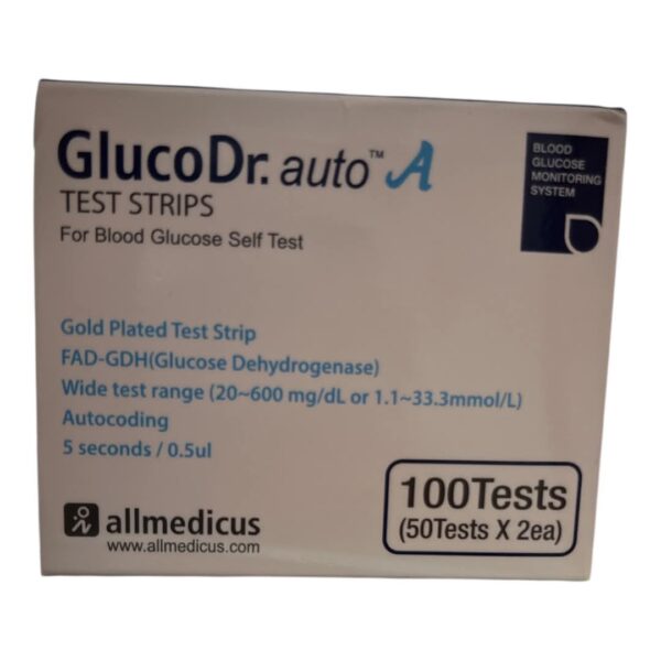 شرائط جهاز السكر جلوكو دكتور أوتو Gluco Dr auto A Strips ( 100 شريط )