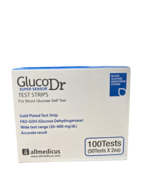 شرائط جهاز السكر جلوكو دكتور سوبر سينسور Gluco Dr Super Sensor Strips ( 100 شريط )