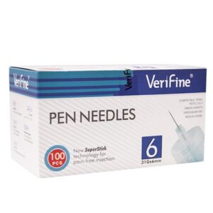 سنون قلم انسولين مقاس 6 ماركة فيرى فاين Verifine ( 100 قطعة )