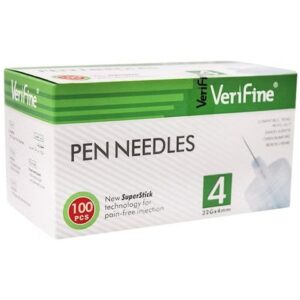 سنون قلم انسولين مقاس 4 ماركة فيرى فاين Verifine ( 100 قطعة )