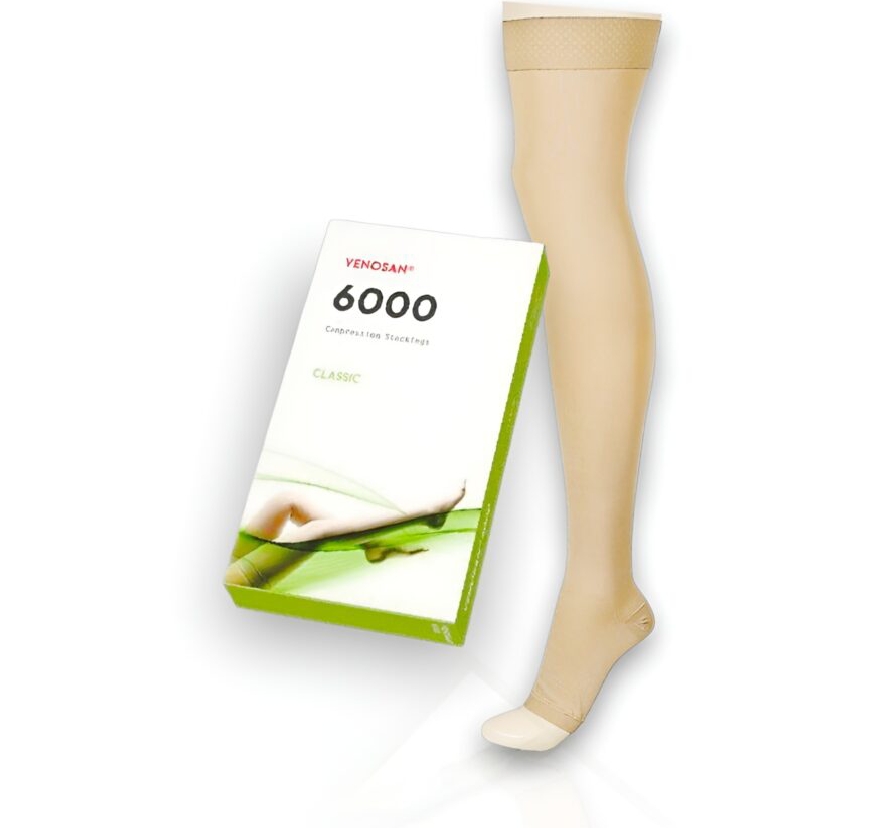 شراب دوالى ماركة فينوسان Venosan سويسرى الصنع مستورد فوق الركبة طرف عادى نسبة الضغط V6002