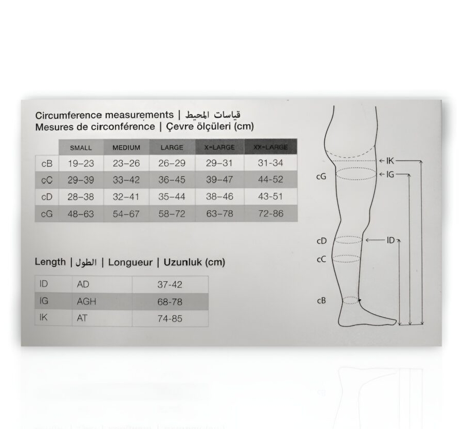 شراب دوالى ماركة فينوسان Venosan سويسرى الصنع مستورد فوق الركبة طرف سيليكون نسبة الضغط V101 ( وقائى ) - الصورة 3