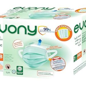 كمامة طبية بحلقات اذن ناعمة ومرنة 48 قطعة 3 طبقات ماركة ايفوني evony