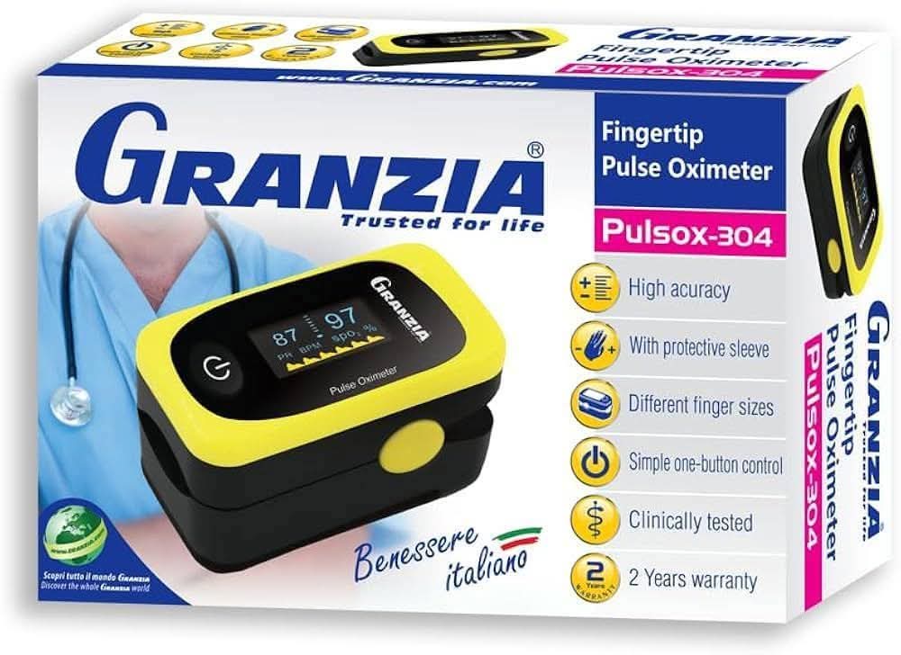 جهاز قياس نسبة الأكسجين فى الدم ماركة Granzia PULSOX-304 الإيطالية مستورد ضمان سنتين