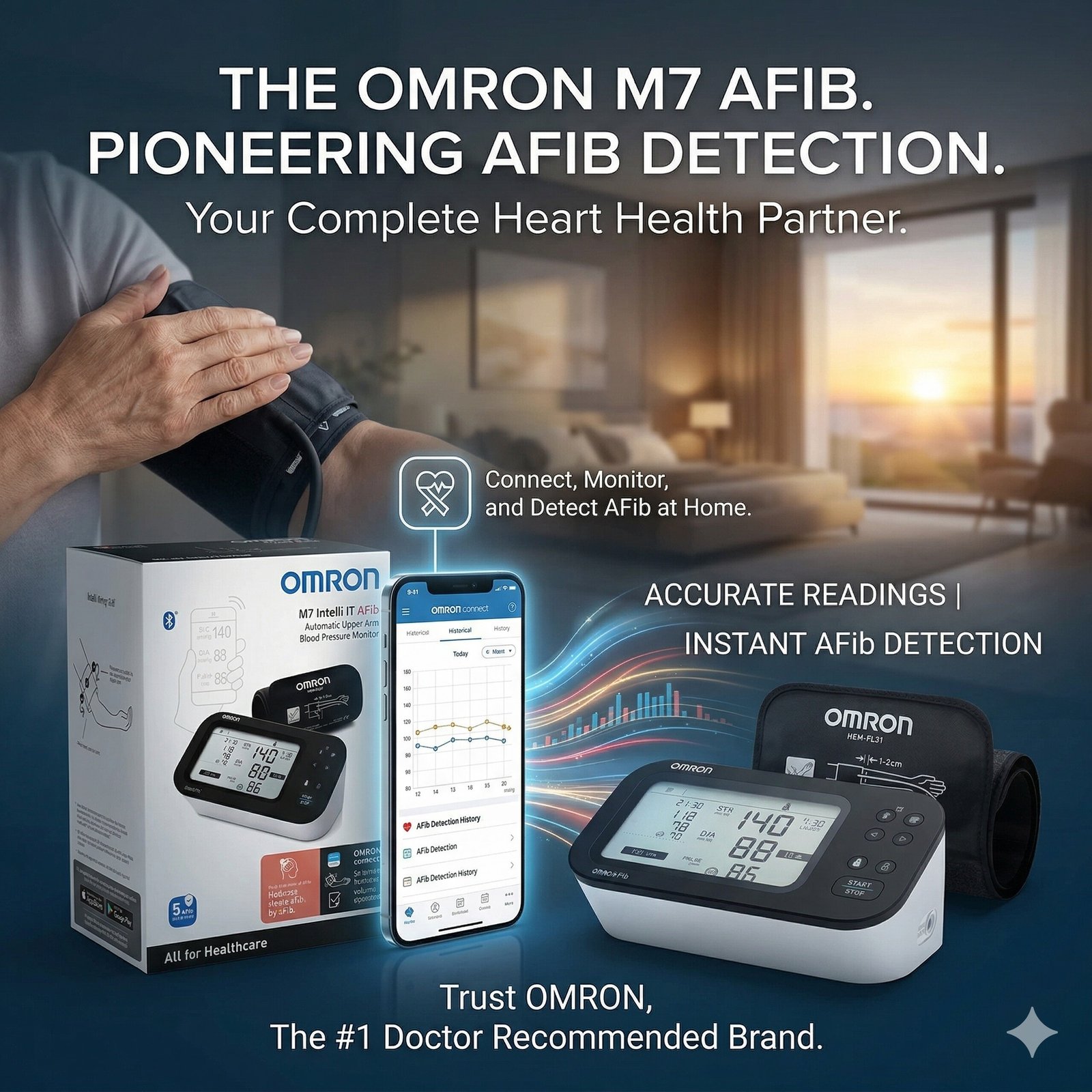 جهاز قياس ضغط الدم المنزلى ( ديجيتال ) ماركة اومرون Omron M7 Intelli IT AFIB فيتنامى الصنع مستورد ضمان 5 سنوات ( يعمل بتقنية بلوتوث من امرون ) - الصورة 11