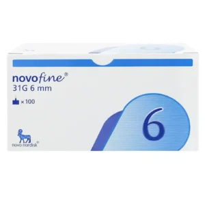 سنون قلم انسولين مقاس 6 ماركة نوفو فاين NovoFine® Plus 31g 6mm دنماركي ( 100 قطعة )
