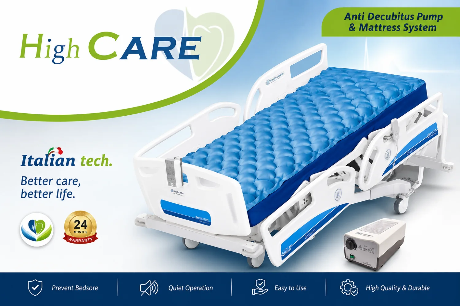 مرتبة هوائية طبية لمرض قرح الفراش بابلز ( فقاعات ) ماركة هاى كير High CARE مستوردة ضمان سنتين