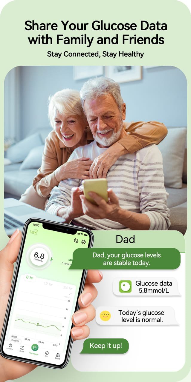 سنسور لينكس Linx CGM لقياس السكر بدون وخز او شك بدون الم ( أصغر جهاز مراقبة جلوكوز مستمر لمدة 15 يومًا ) - الصورة 14