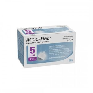 سنون قلم انسولين مقاس 5 ماركة أكيو فاين AccuFine® Plus 31g 5mm المانى ( 100 قطعة )